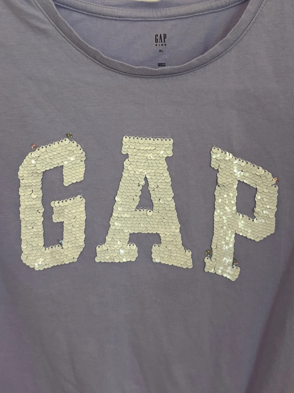 GAP Kids Sequined Logo Tie Front Short Sleeve Tee